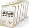 6-Pack Gold Acrylic Sign Holders (5x7 Inch) - Slanted Back Table Frame with Elegant Gold Borders - Luxury Display Stand for Wedding Table Numbers, Restaurant Menus, Photos, and Retail Signage
